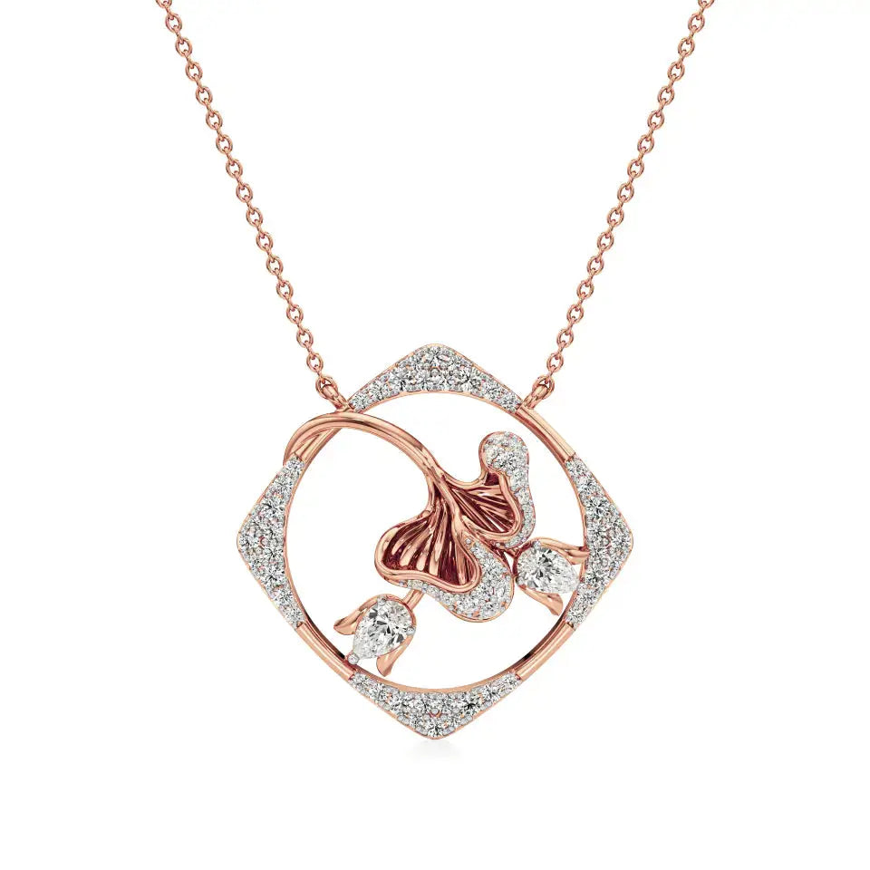 Flora | Pear & Round Lab Grown Diamonds Floral Pendant - Nivara