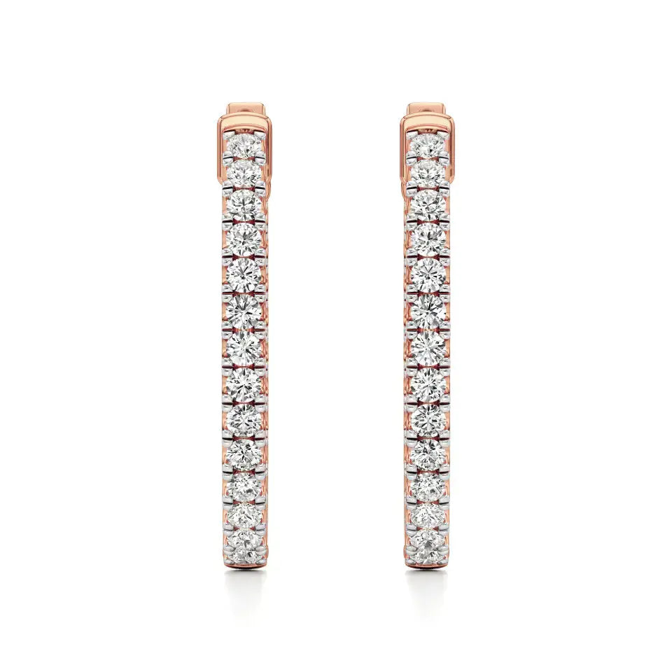 Mode | 32-Round Lab-Grown Diamond Inside-Outside Hoop Earrings - Nivara