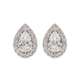 Mira | Pear Solitaire with Round Lab-Grown Diamond Halo Studs - Nivara