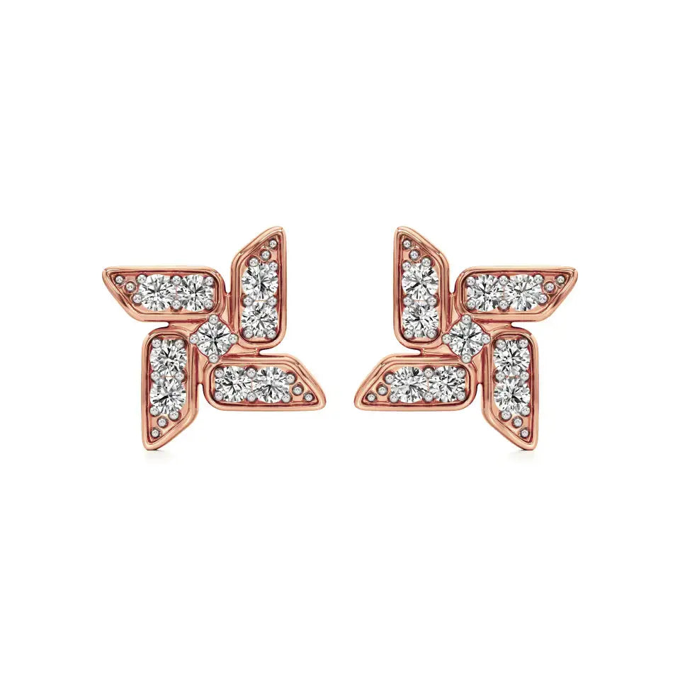Flora | Round Lab-Grown Diamonds on Floral Design Studs - Nivara
