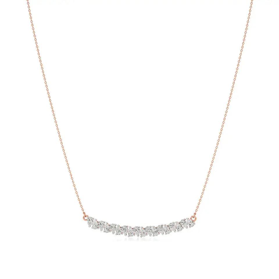 Noor | Pear Lab Grown Diamonds Bar Necklace - Nivara