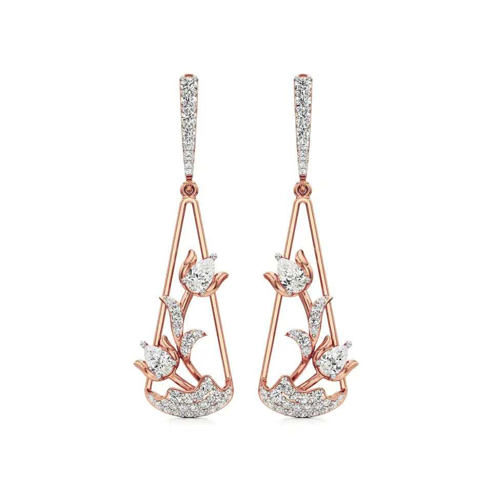 Flora | Pear & Round Lab-Grown Diamond Dangle Earrings - Nivara