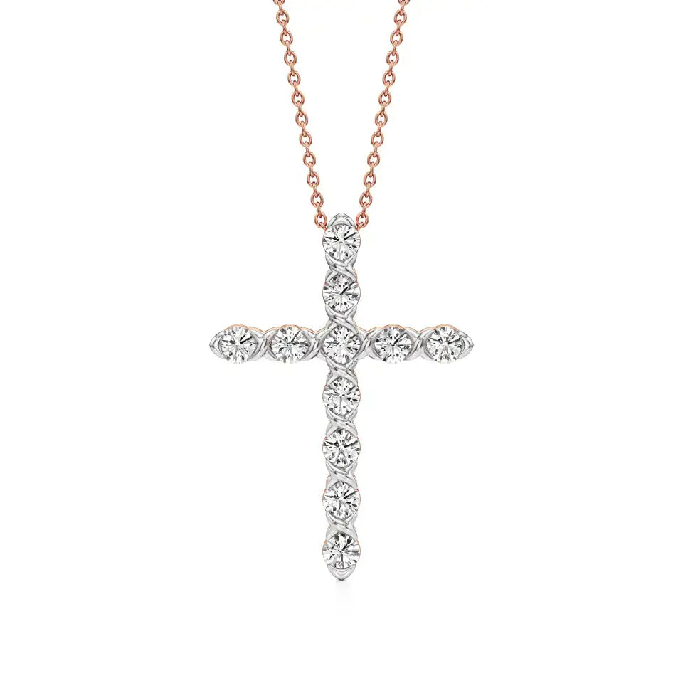 Aura | Classic Round Lab Grown Diamonds Cross Pendant - Nivara