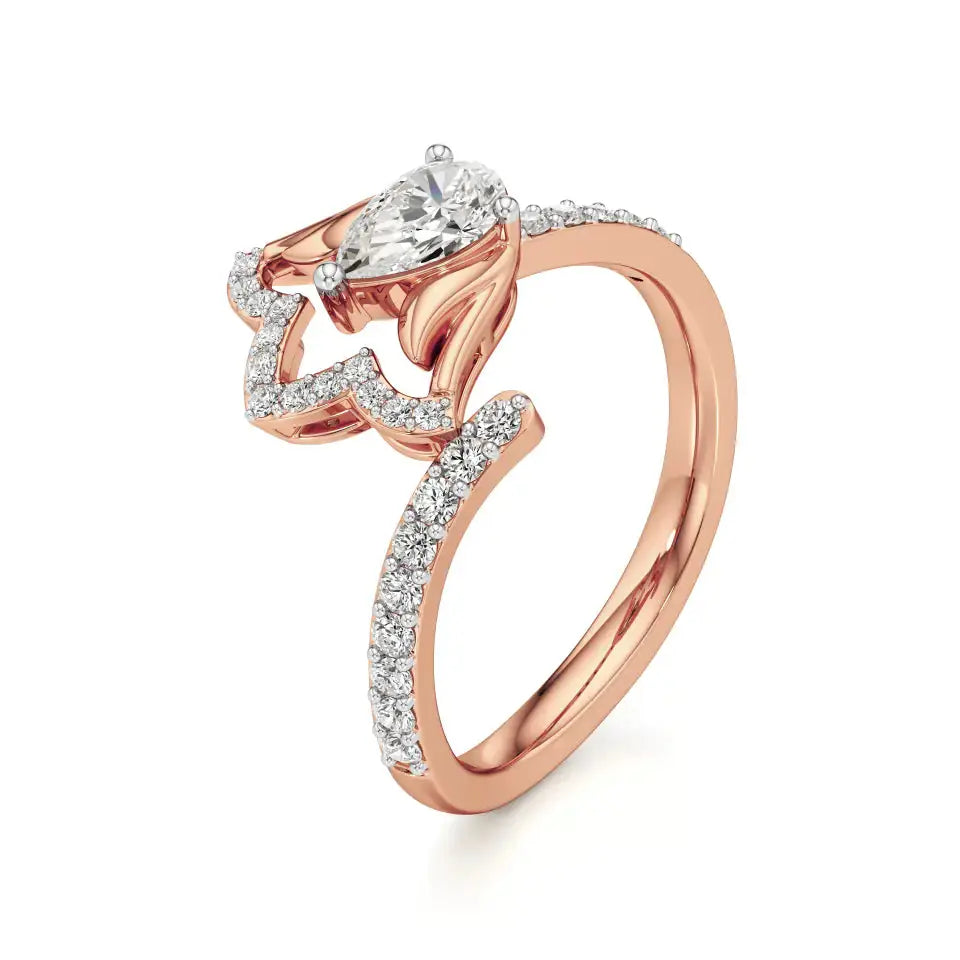 Flora | Round & Pear Lab-Grown Diamond Ring with Pav�� Accents - Nivara