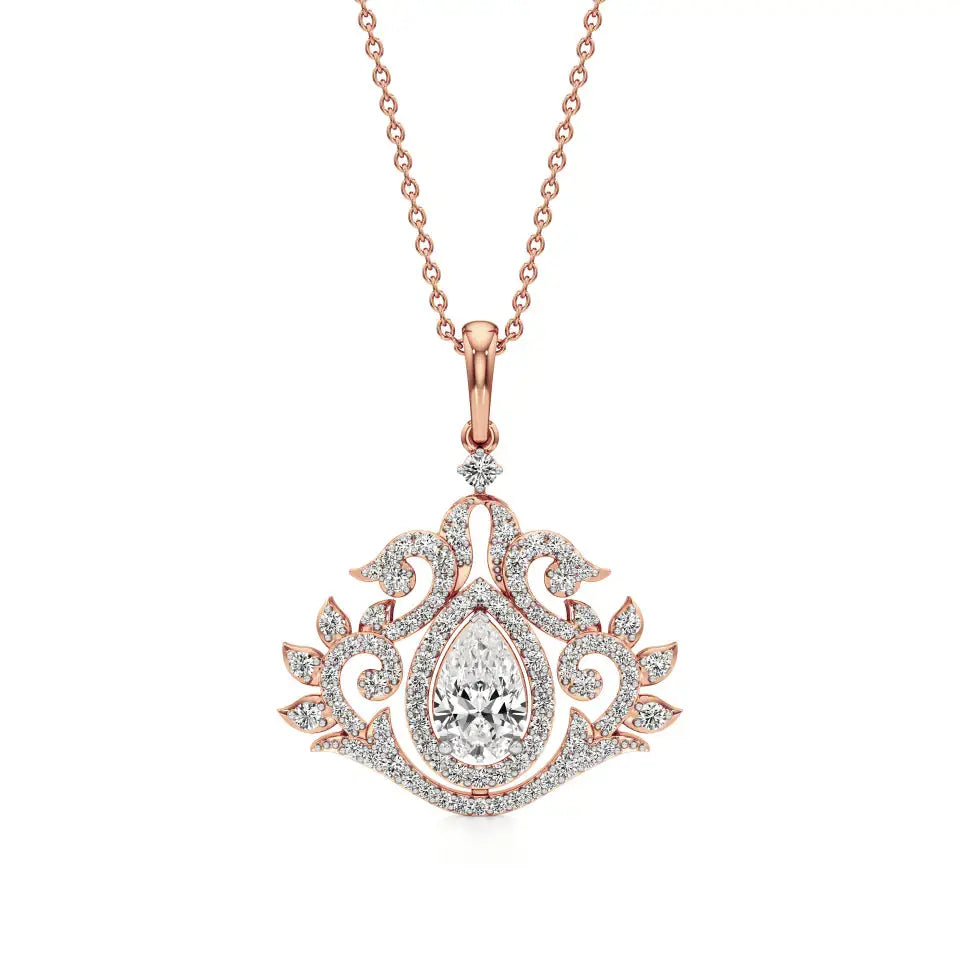 Flora | Pear & Round Lab Grown Diamonds Floral Pendant - Nivara