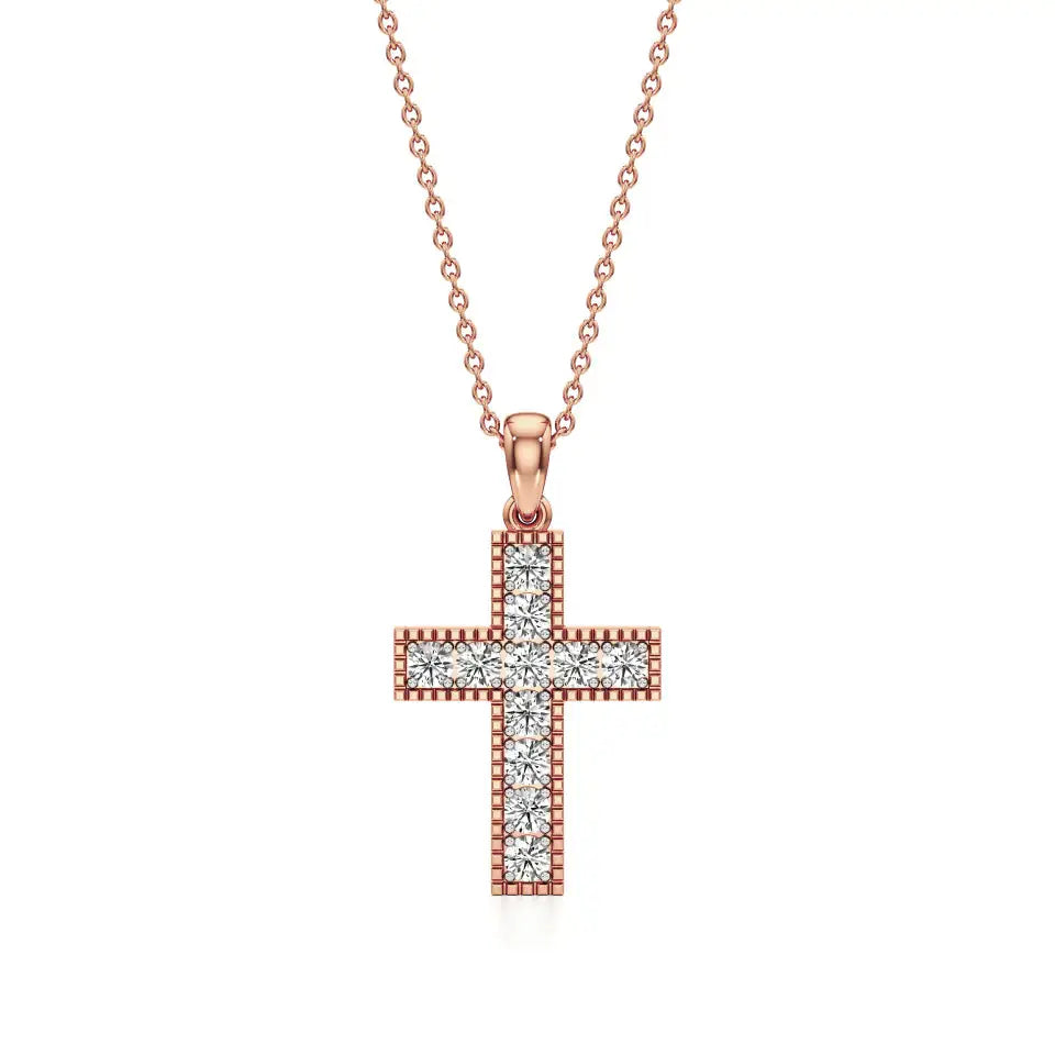 Aura | Round Lab Grown Diamonds Cross Pendant - Nivara