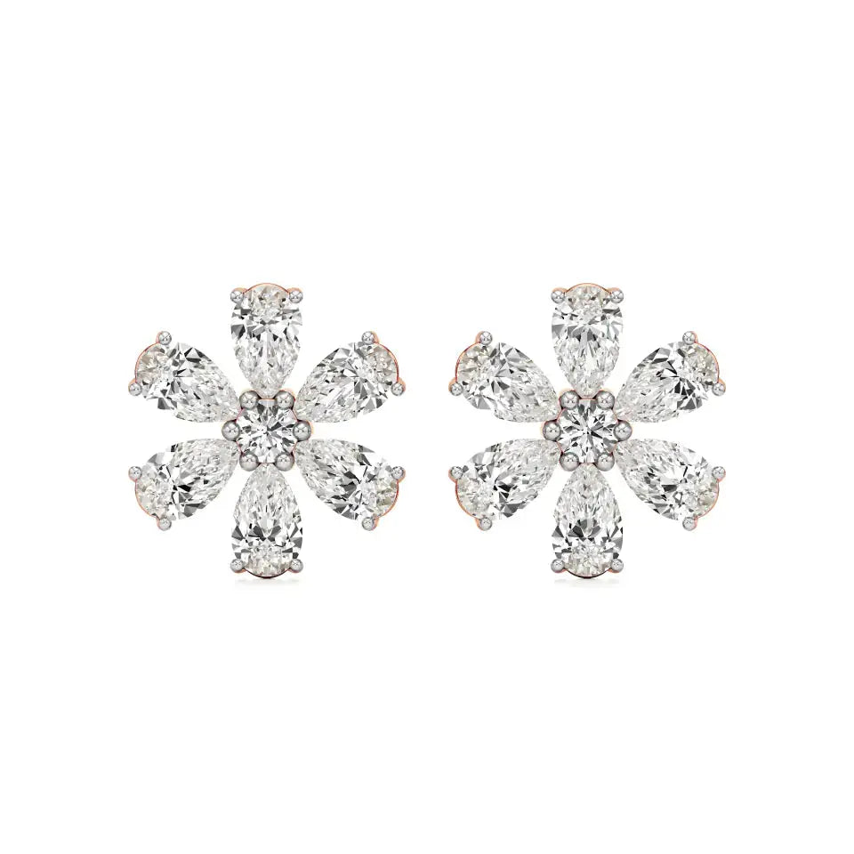 Flora | Pear & Round Lab-Grown Diamond Floral Studs - Nivara