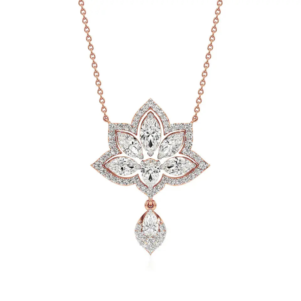 Flora | Pear, Marquise & Round Lab Grown Diamonds Floral Pendant - Nivara