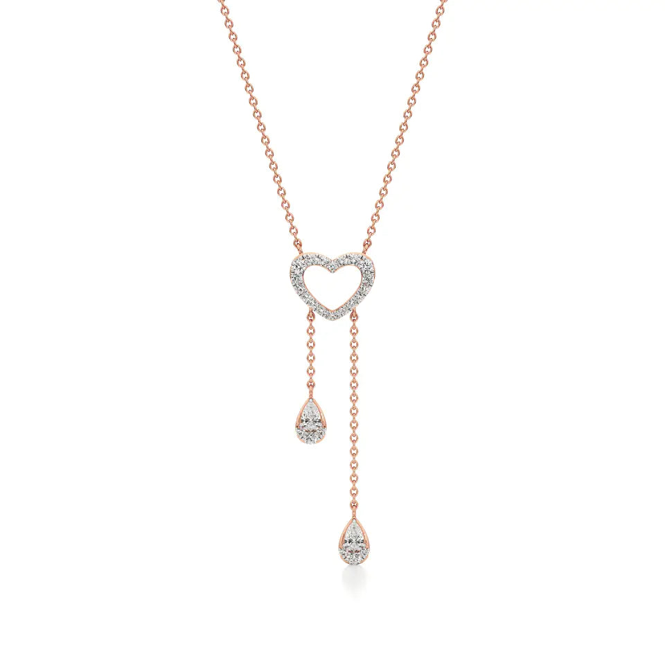 Sneh | Pear & Round Lab Grown Diamonds Heart Necklace