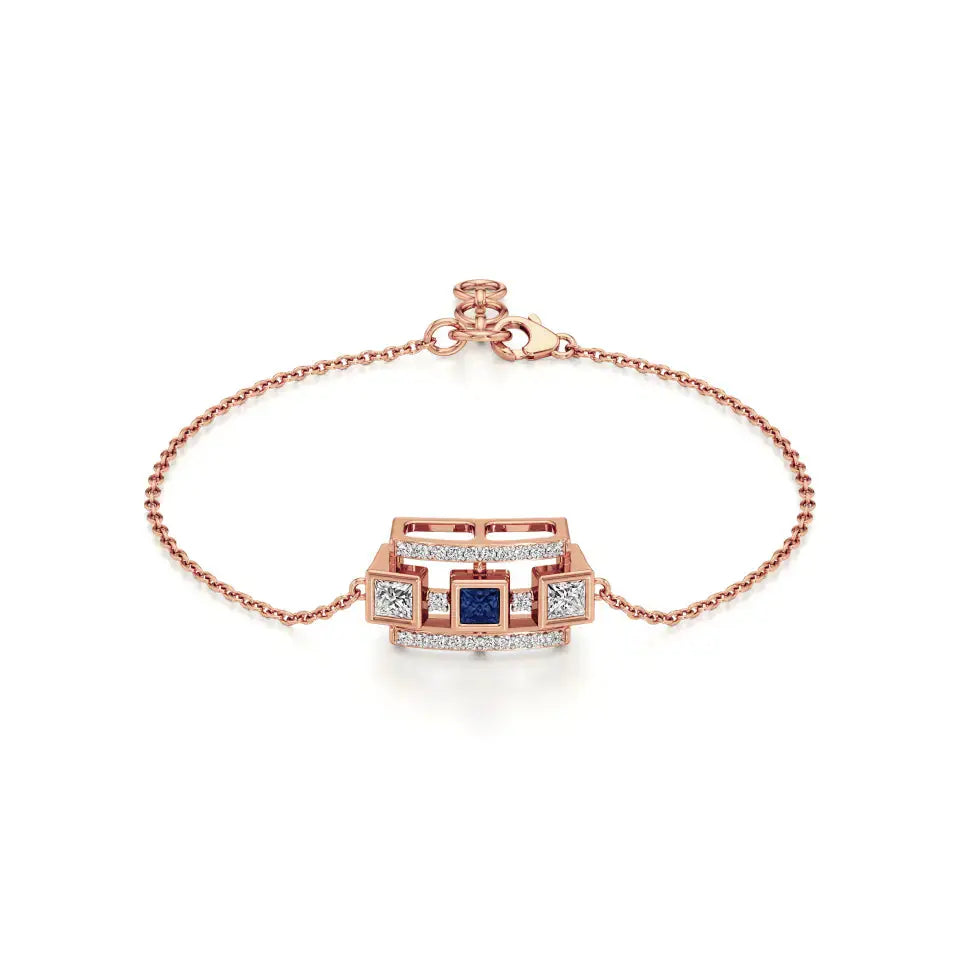 Rupak | Elysian Sapphire Accented Round Lab Grown Diamonds Chain Bracelet - Nivara