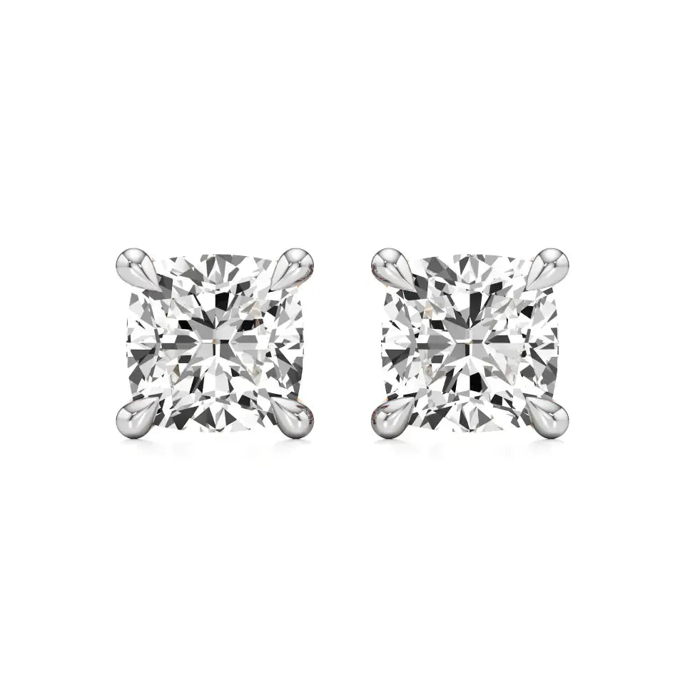 Thea | Four Prong Studs with Cushion-Cut Solitaire Lab-Grown Diamond - Nivara