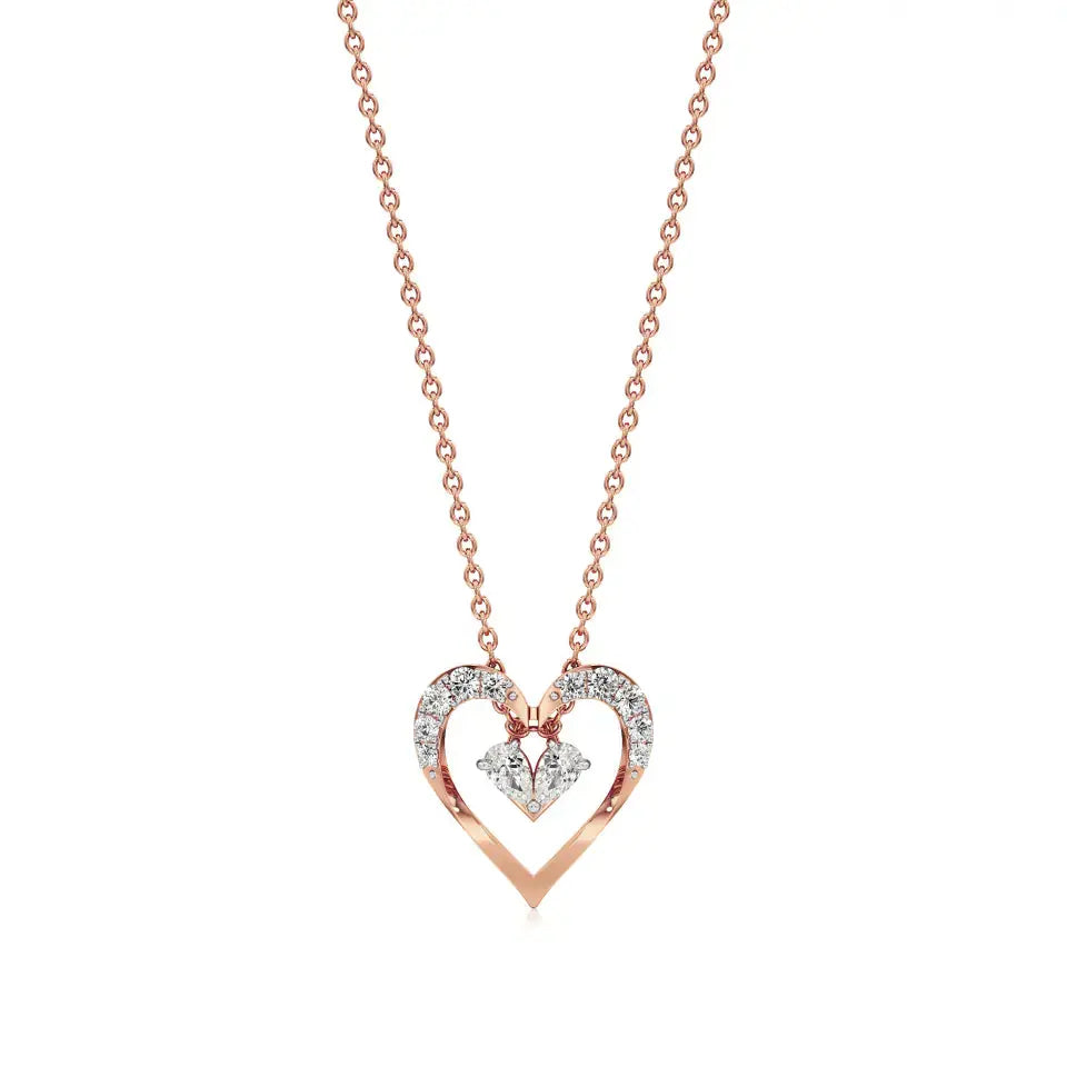 Sneh | Classic Round & Pear Lab Grown Diamonds Heart Pendant - Nivara