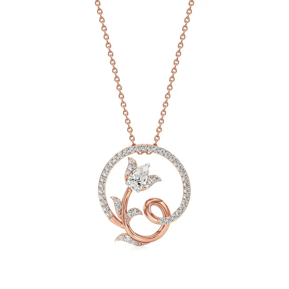 Flora | Pear & Round Lab Grown Diamonds Floral Pendant - Nivara