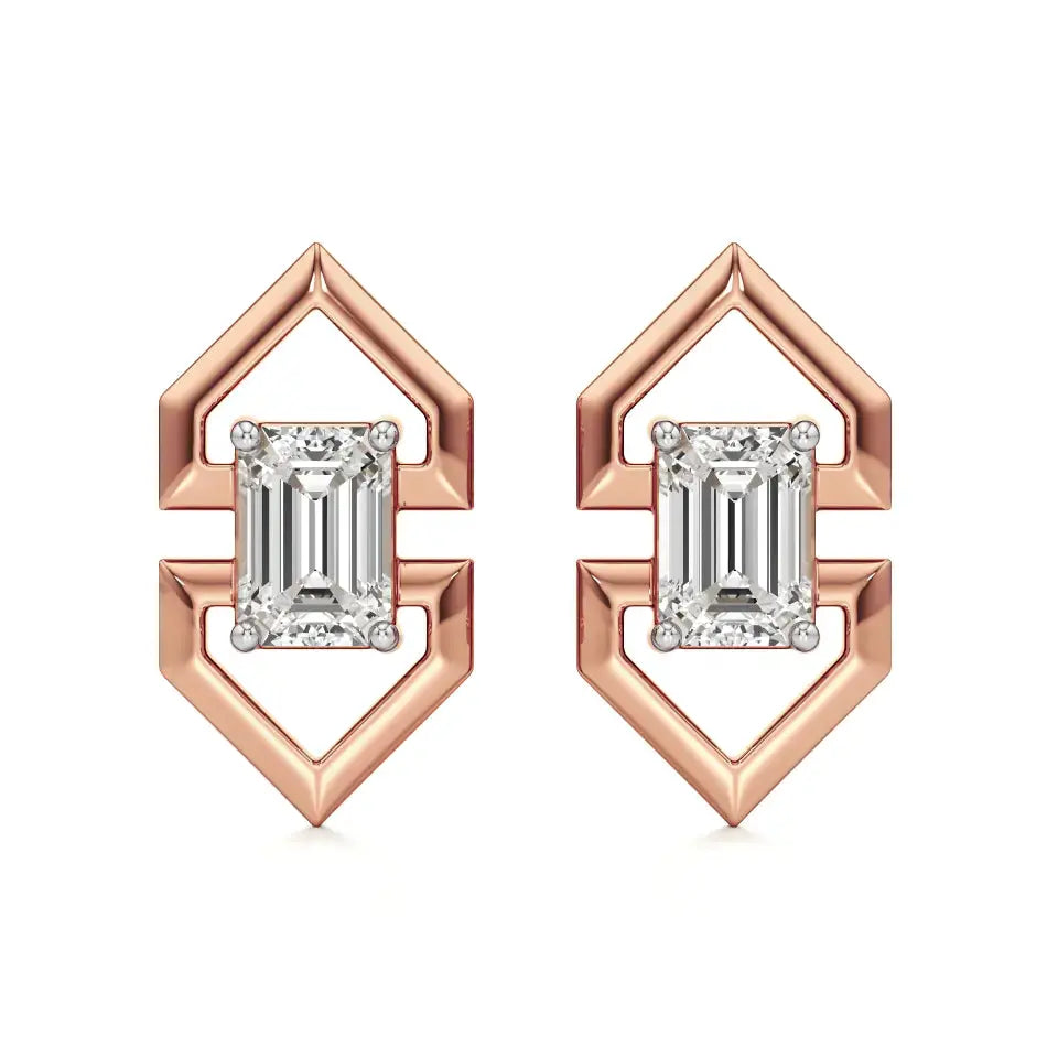 Mode | Emerald Solitaire Lab-Grown Diamond Studs - Nivara