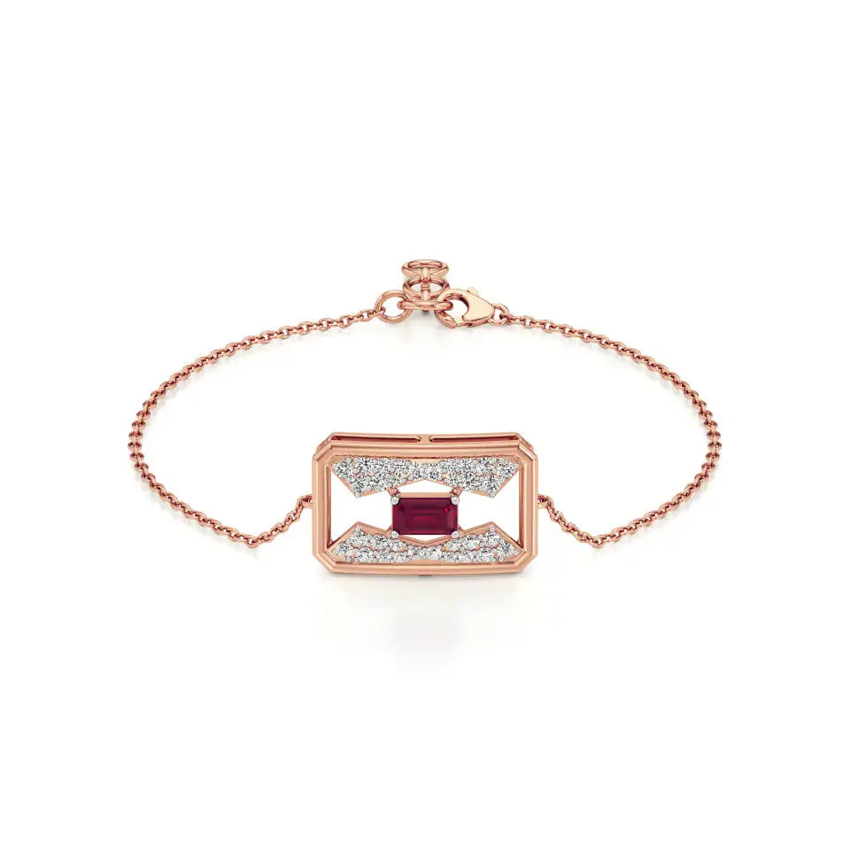 Rupak | Ruby Accented Round Lab Grown Diamonds Chain Bracelet - Nivara
