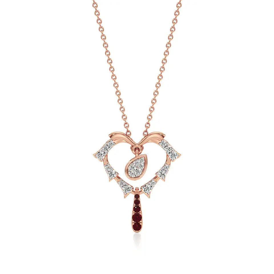 Sneh | Round Lab Grown Diamonds with Ruby Heart Pendant - Nivara