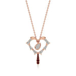 Sneh | Round Lab Grown Diamonds with Ruby Heart Pendant - Nivara