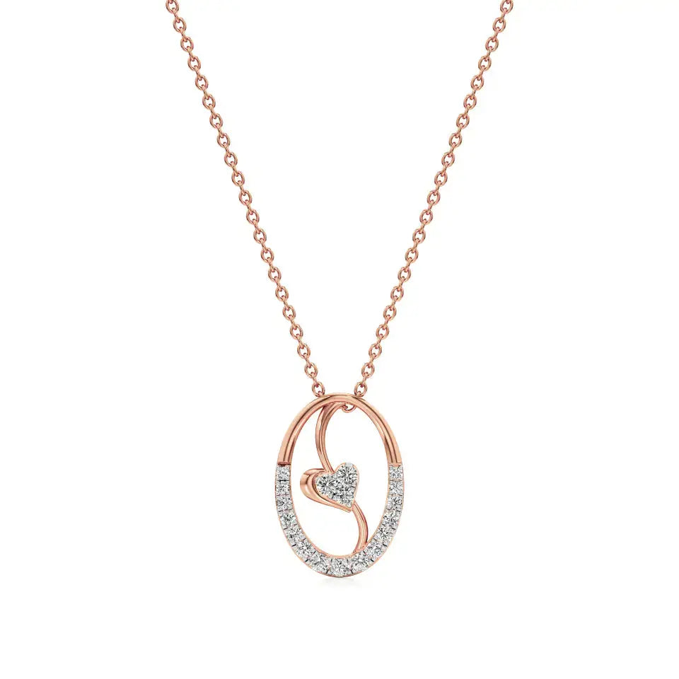 Sneh | Round Lab Grown Diamonds Heart Motif Pendant - Nivara