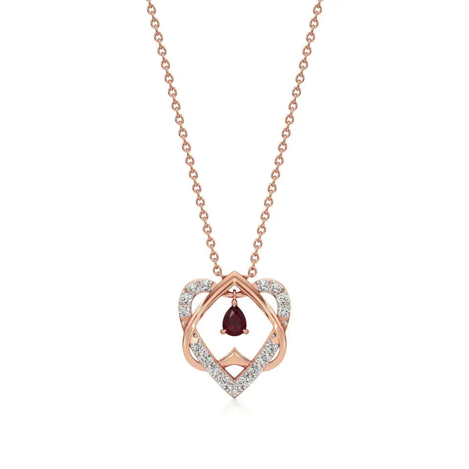 Sneh | Pear-Cut Ruby & Round Diamonds Pendant - Nivara