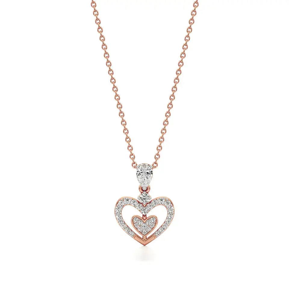 Sneh | Pear & Round Lab Grown Diamonds Heart Pendant - Nivara