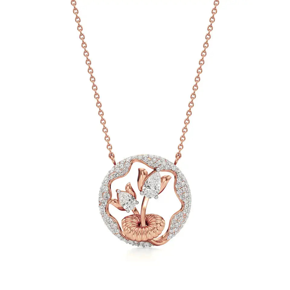Flora | Classic Pear & Round Lab Grown Diamonds Floral Pendant - Nivara