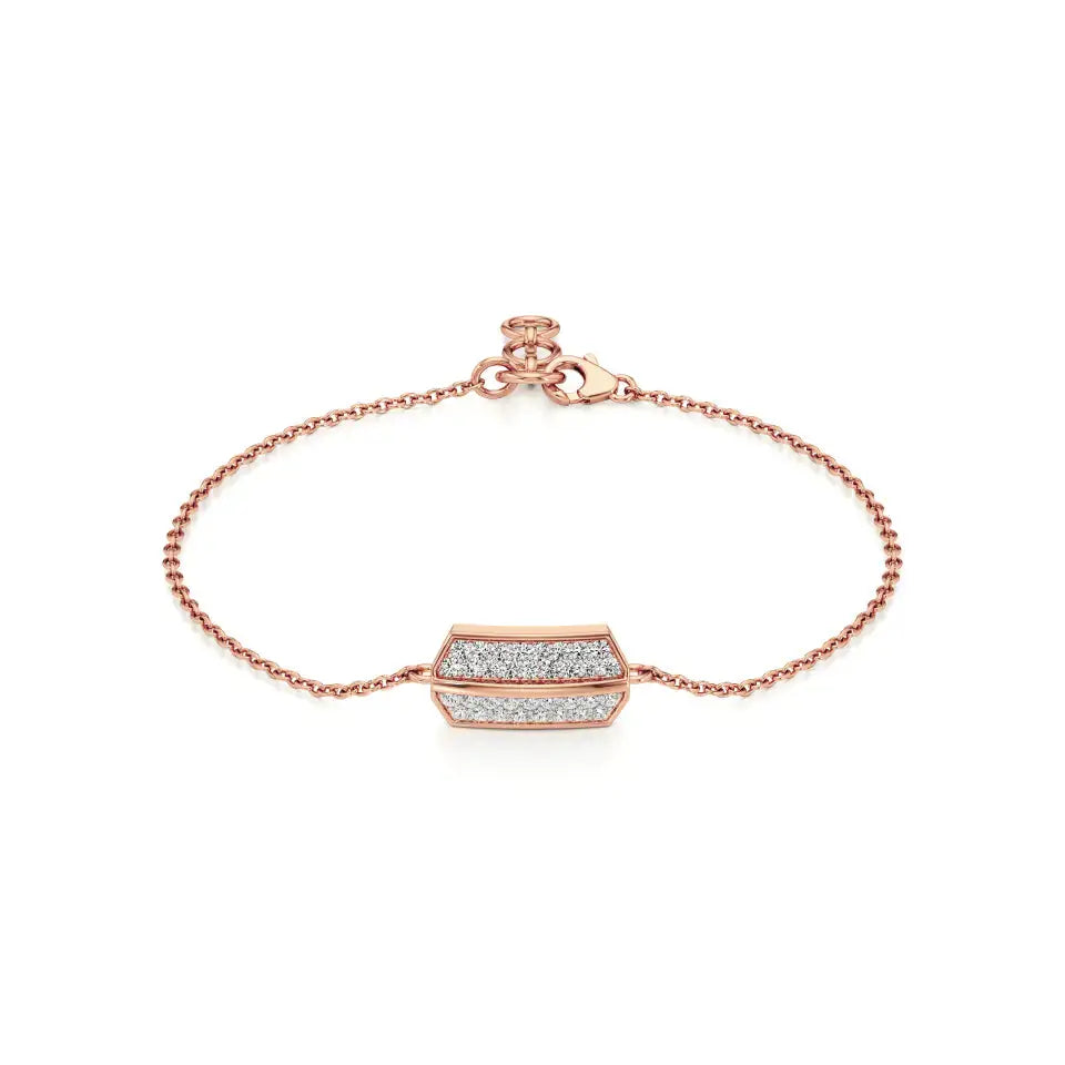 Rupak | Round Lab Grown Diamonds Clustered on Hexagon Charm Bracelet - Nivara