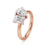 Toi et Moi | Pear & Emerald Lab-Grown Diamond Ring - Nivara
