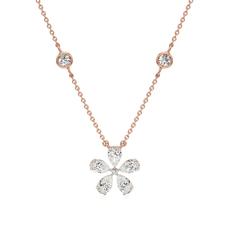 Flora | Pear & Round Lab Grown Diamonds Pendant - Nivara