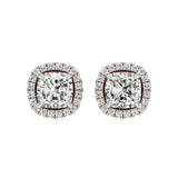 Mira | Cushion Solitaire with Halo Lab-Grown Diamond Studs - Nivara