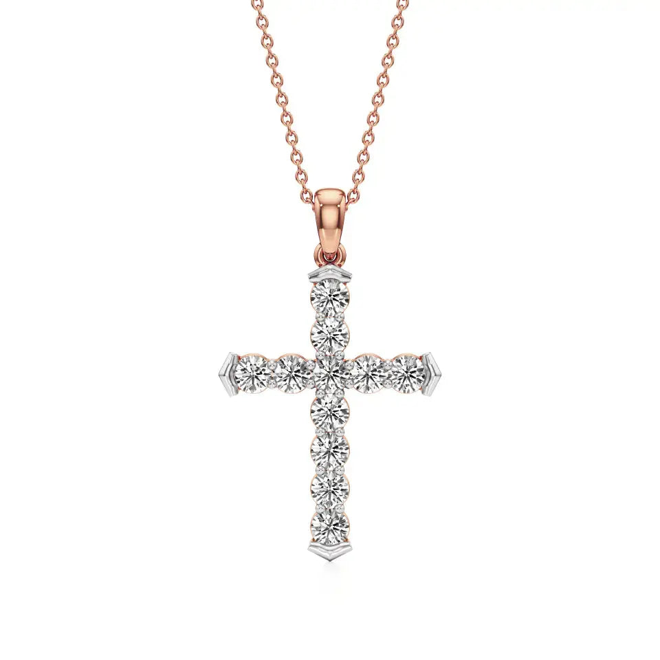 Aura | Round Lab Grown Diamonds Cross Pendant - Nivara