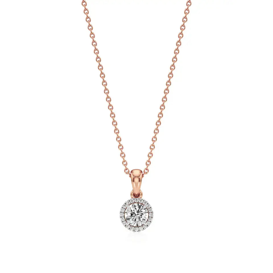 Sol | Round Solitaire with Halo Lab Grown Diamonds Pendant - Nivara