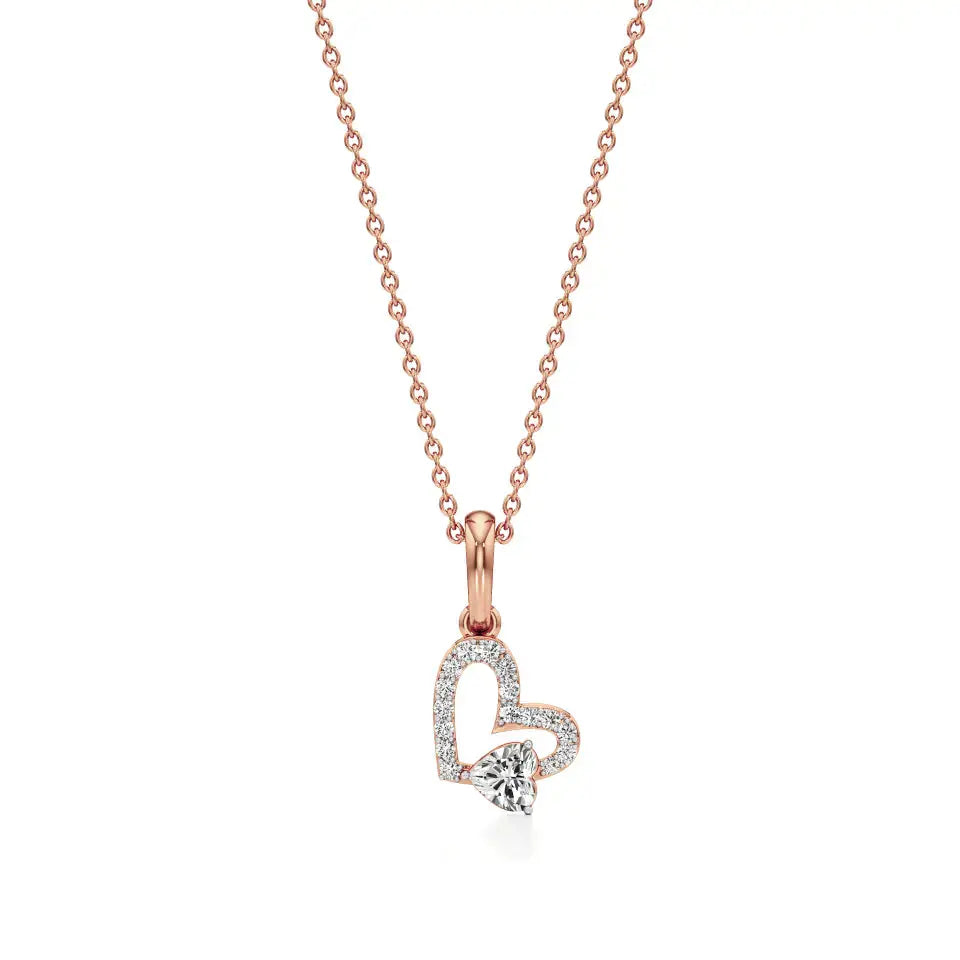 Sneh | Classic Heart & Round Lab Grown Diamonds Pendant - Nivara