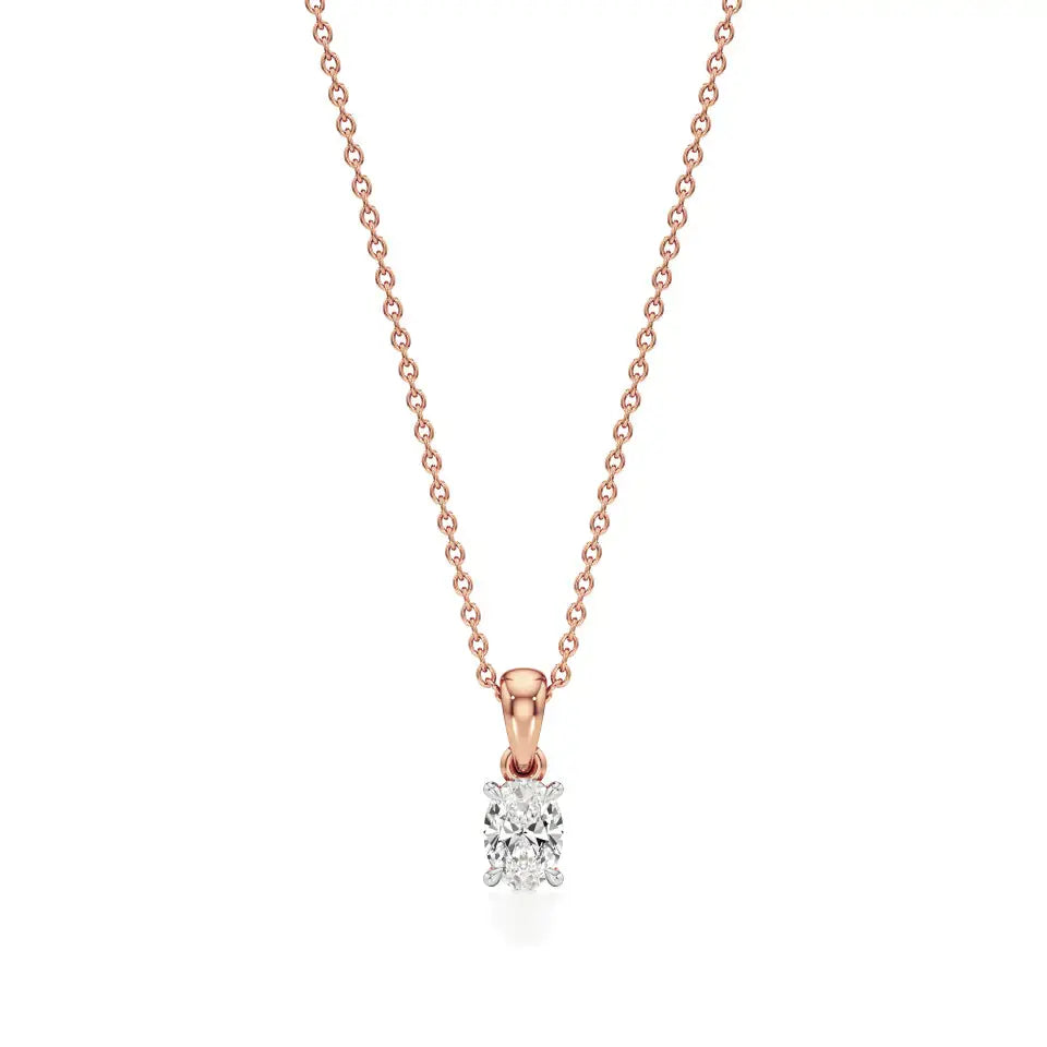 Thea | Oval-Cut Solitaire Lab Grown Diamond 4-Prong Setting Pendant - Nivara