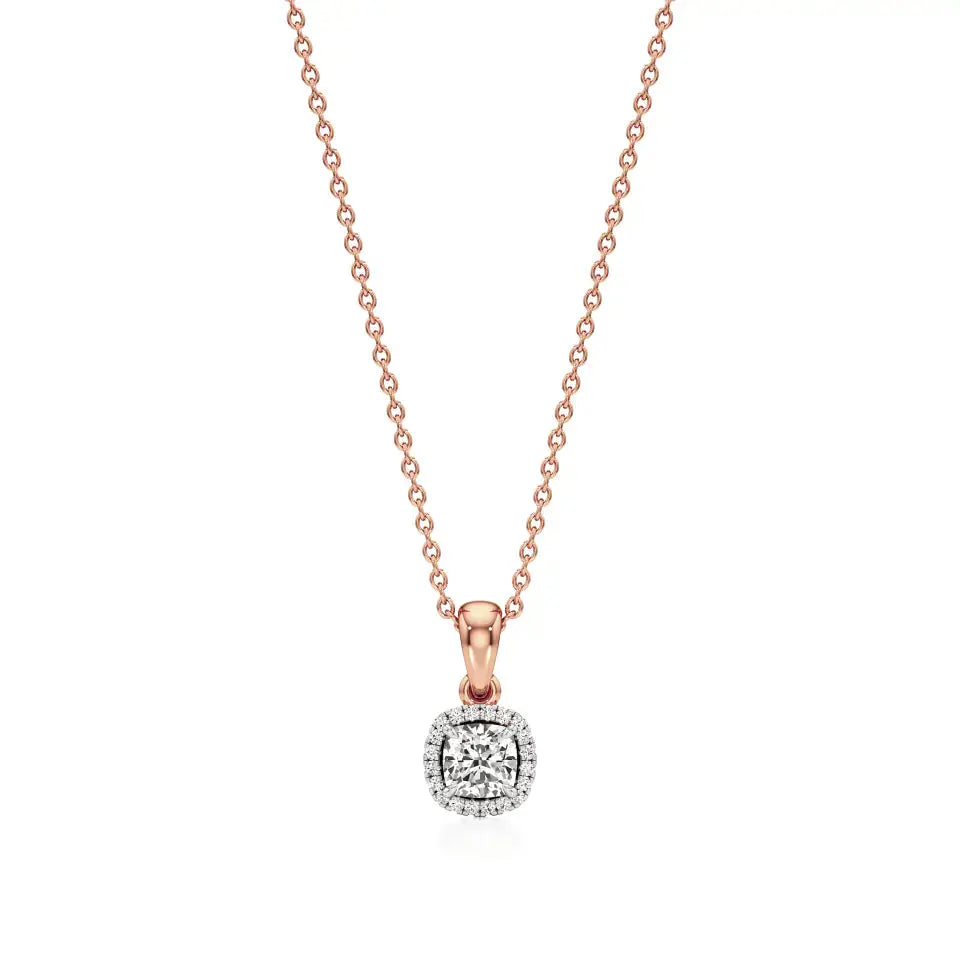 Mira | Cushion-Cut Solitaire with Halo Lab Grown Diamonds Pendant - Nivara