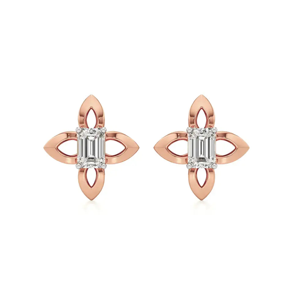 Nora | Emerald Solitaire Lab-Grown Diamond Studs - Nivara