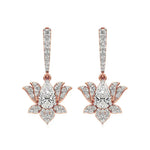 Flora | Pear & Round Lab-Grown Diamond Lotus Earrings - Nivara