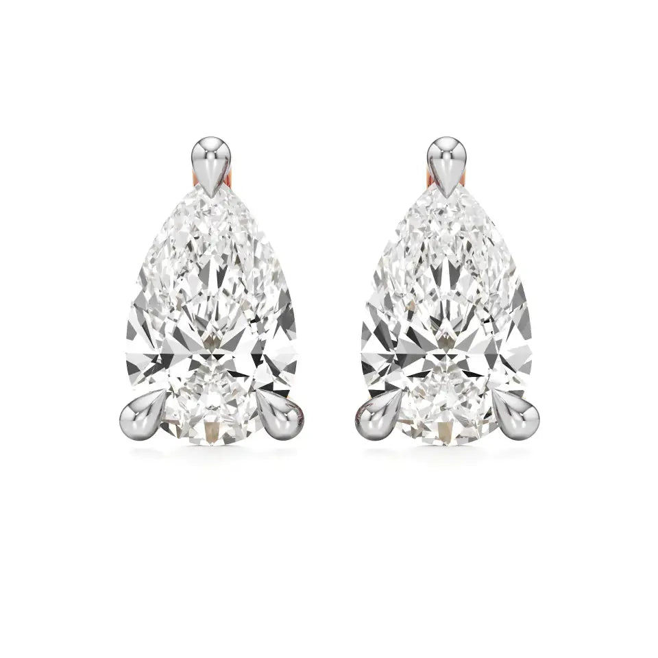 Sia | Studs with Three Prong Pear Lab-Grown Diamonds - Nivara