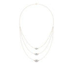 Elara | Marquise & Round Lab Grown Diamonds Halo Triple Layered Necklace - Nivara