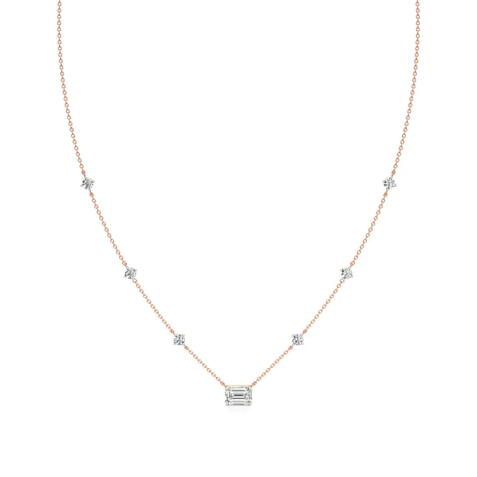 Anek | Radiant Solitaire & Round Lab Grown Diamond Necklace