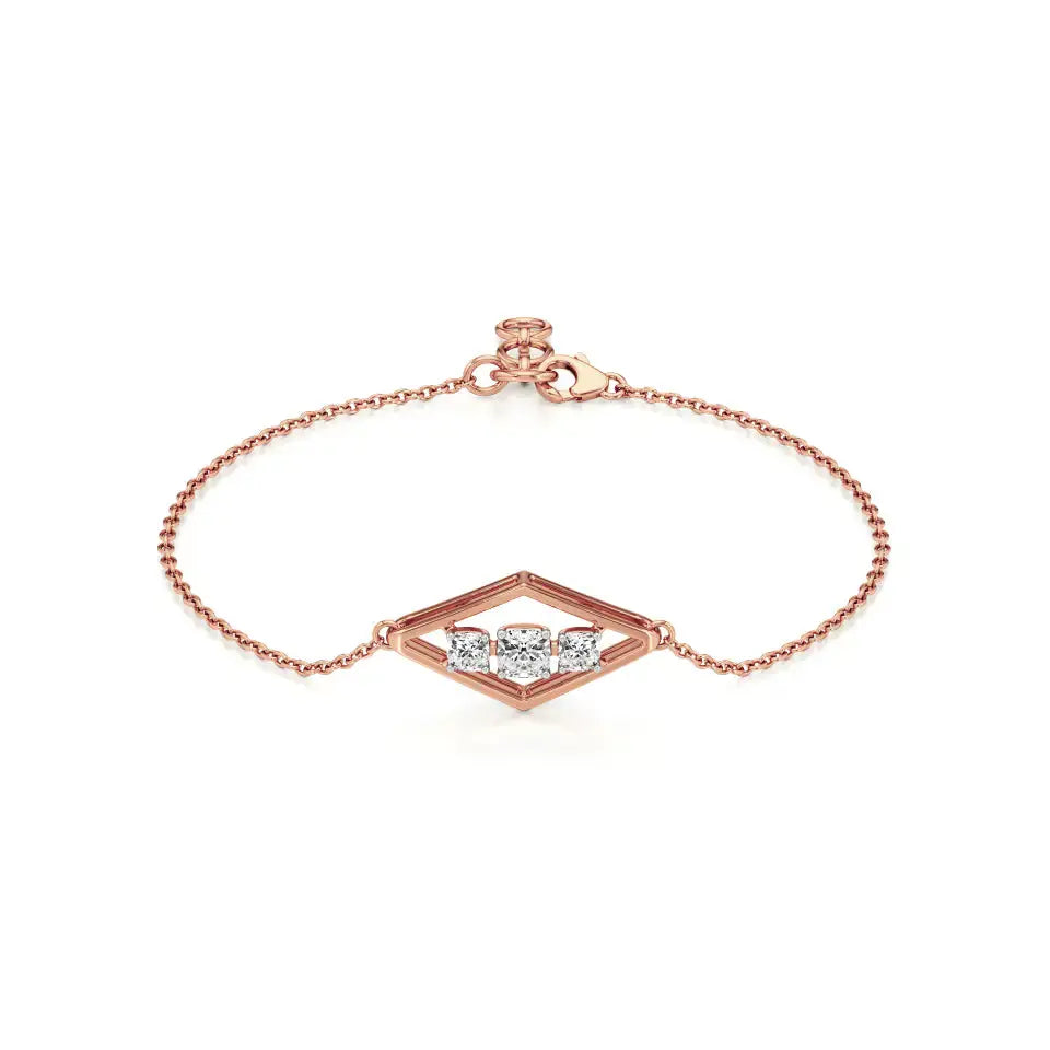 Aria | Trio Cushion-Cut Lab Grown Diamonds Chain Bracelet - Nivara