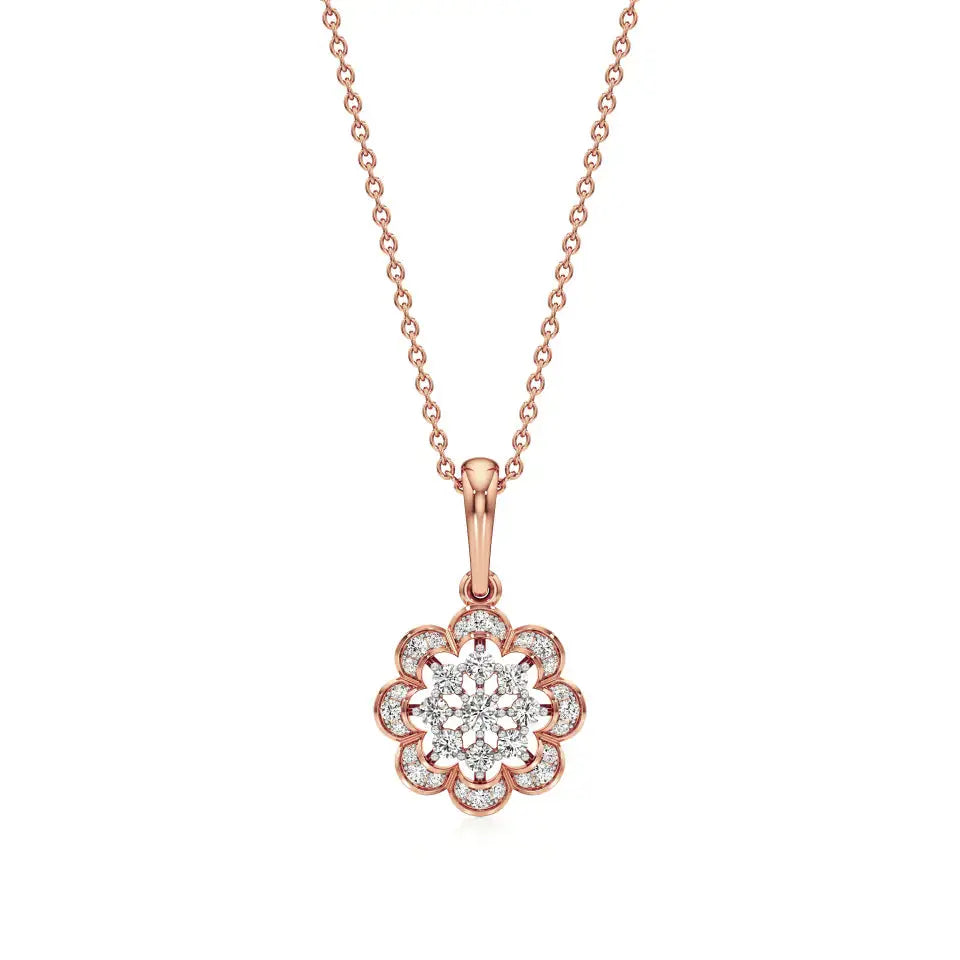 Flora | Round Lab Grown Diamonds Floral Pendant - Nivara