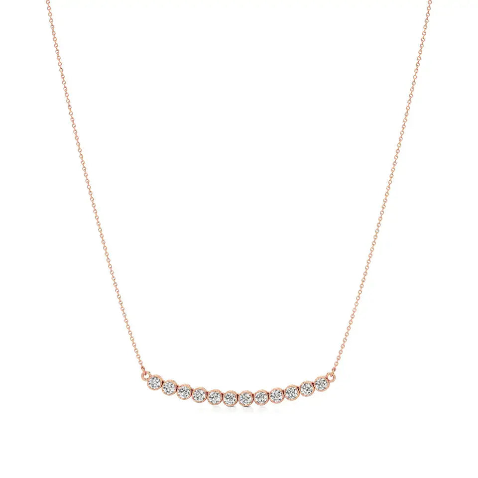 Noor | Round Lab Grown Diamonds Bar Necklace - Nivara