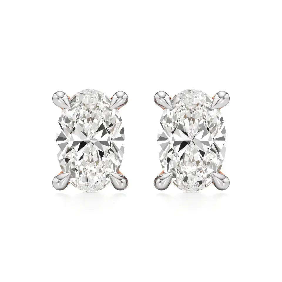 Thea | Four Prong Studs with Oval Shaped Solitaire Lab-Grown Diamond - Nivara