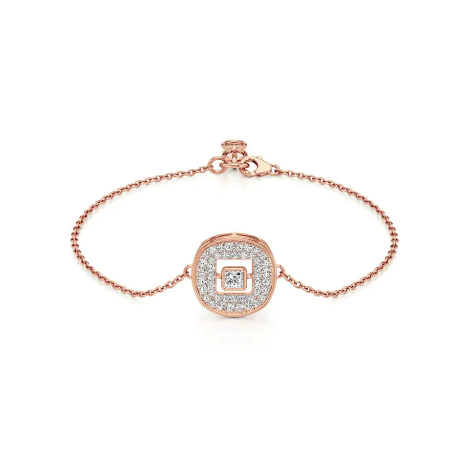 Celestia | Princess-Cut Lab Grown Diamond With Halo Chain Bracelet - Nivara