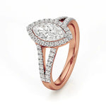 Mira | Marquise Cut Solitaire with Halo around it - Nivara
