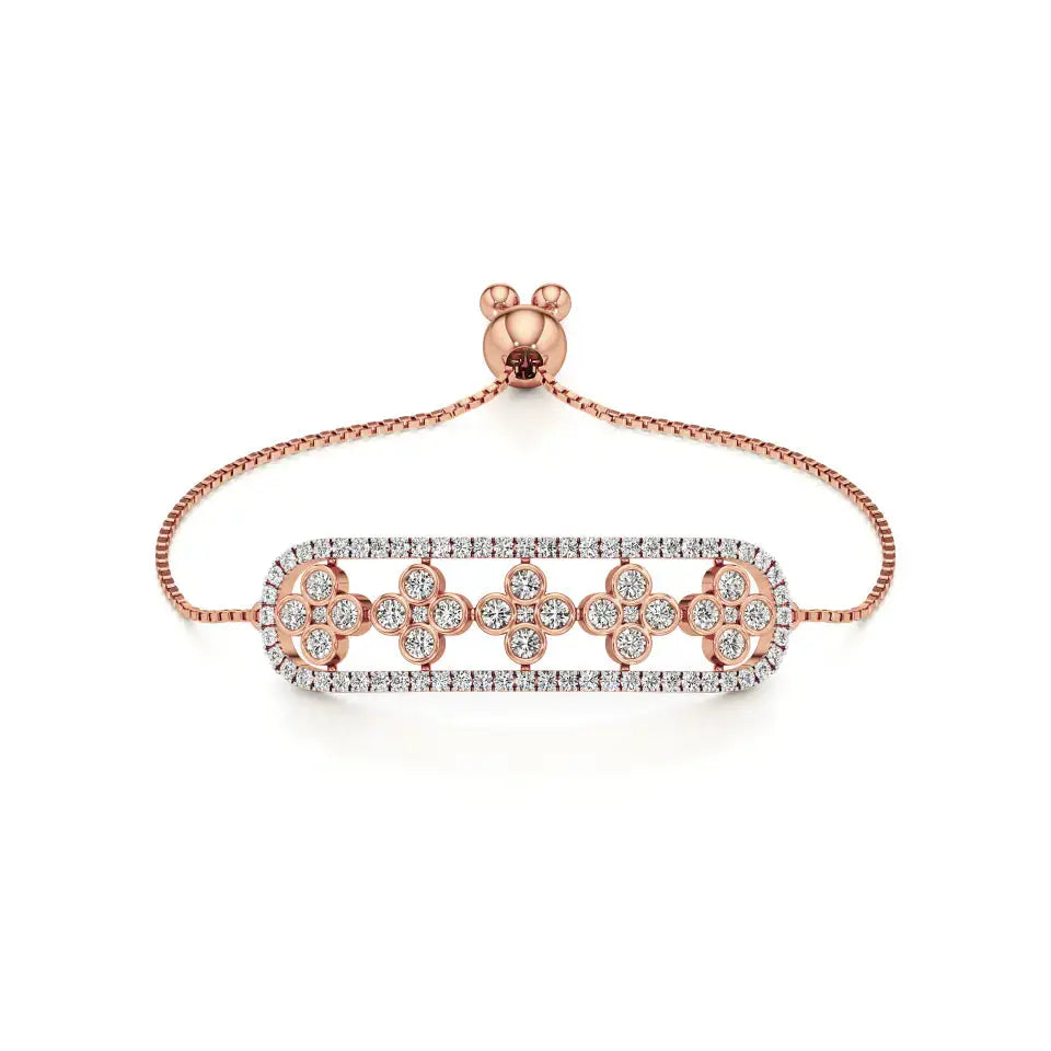 Noor | Round Lab Grown Diamonds Floral Pattern Chain Bracelet - Nivara