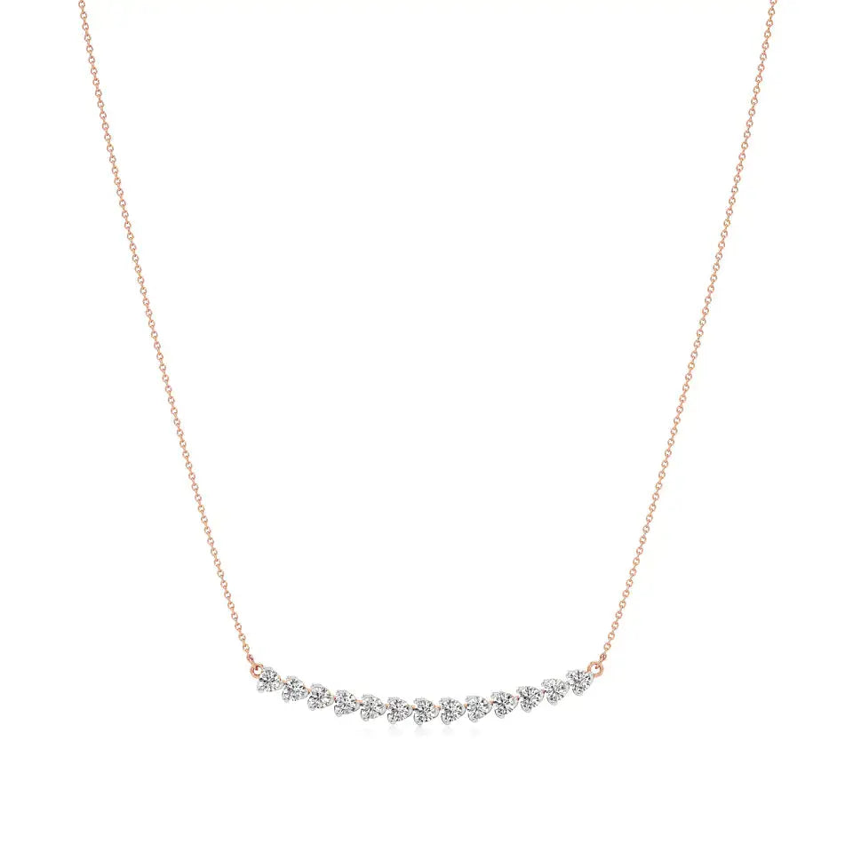 Noor | Round Lab Grown Diamonds Bar Necklace - Nivara