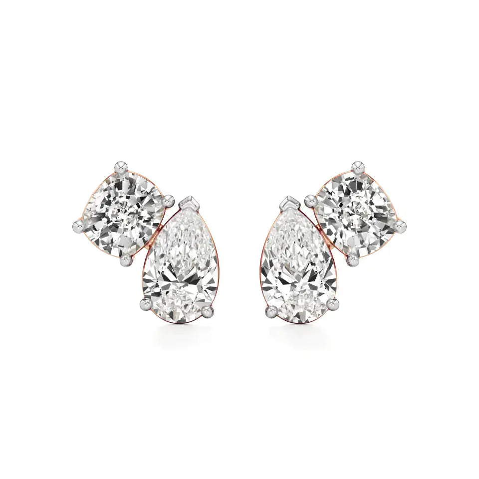 Toi et Moi | Cushion & Pear Lab-Grown Diamond Stud Earrings - Nivara