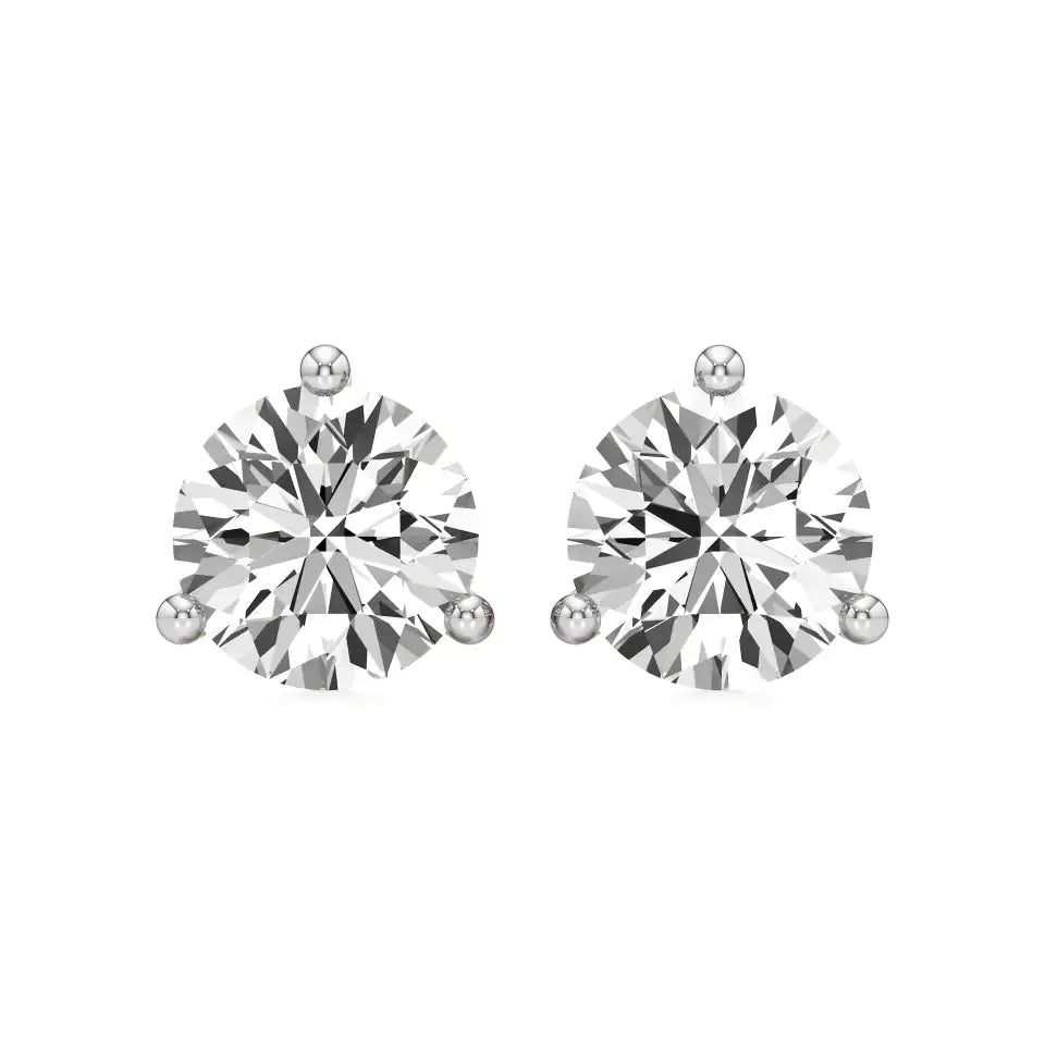 Sia | Three Prong Studs with Round Lab-Grown Diamond - Nivara