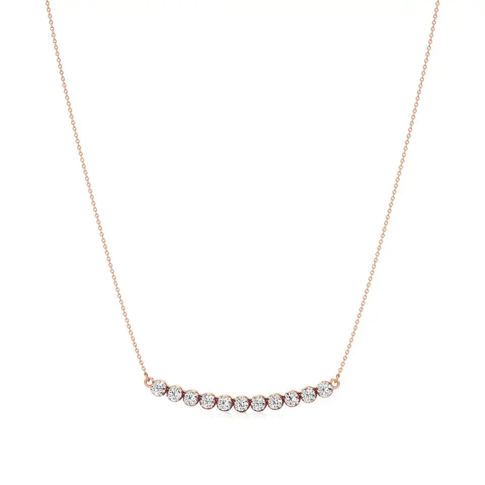 Noor | Round Lab Grown Diamonds Bezel setting Bar Necklace - Nivara